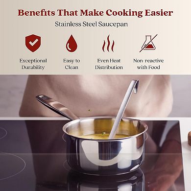 Alva Maestro 1.7Qt. Tri-Ply Stainless Steel Saucepan