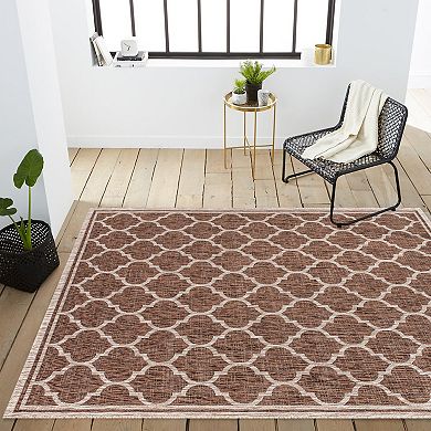 Trebol Moroccan Trellis Textured Weave Indoor/outdoor Area Rug