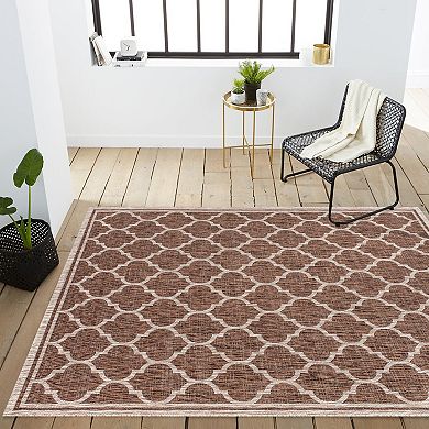 Trebol Moroccan Trellis Textured Weave Indoor/outdoor Area Rug