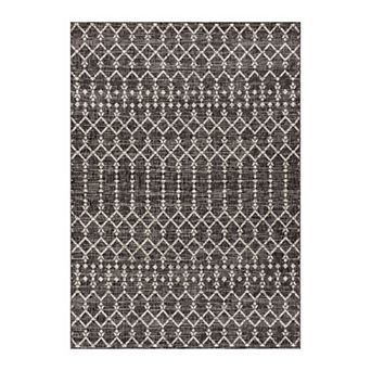 Ourika Moroccan Geometric Textured Weave Light Indoor/Outdoor Area Rug