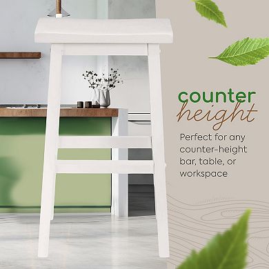 Pj Wood Saddle-seat 29 Inch Kitchen, Table, & Bar Counter Stool, White, Set Of 2