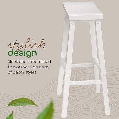 Pj Wood Saddle-seat 29 Inch Kitchen, Table, & Bar Counter Stool, White, Set Of 2