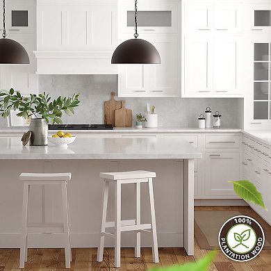 Pj Wood Saddle-seat 29 Inch Kitchen, Table, & Bar Counter Stool, White, Set Of 2