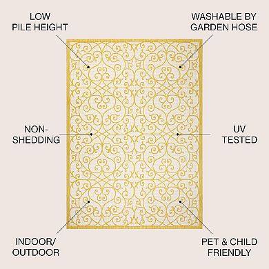 Madrid Vintage Filigree Textured Weave Indoor/outdoor Area Rug