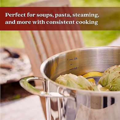 Alva Maestro Stainless Steel 8 Qt. Stock Pot & Lid, Compatible w/ All Stove Top & Induction Ready