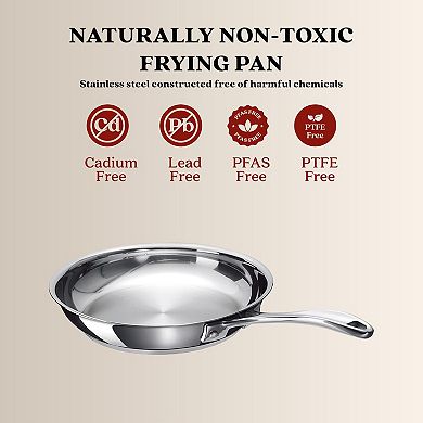 Alva Chef Stainless Steel Frying Pan Skillet Non-Toxic Cookware Stainless Steel Skillet 9.5"