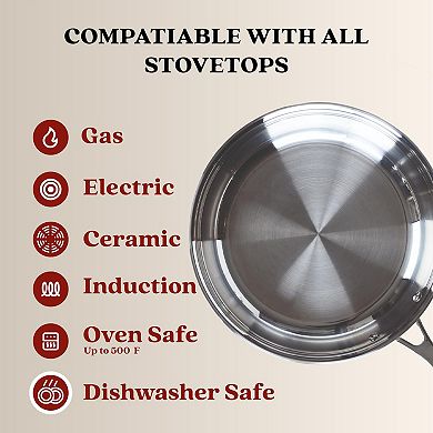 Alva Chef Stainless Steel Frying Pan Skillet Non-Toxic Cookware Stainless Steel Skillet 11"