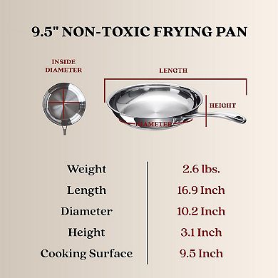 Alva Chef Stainless Steel Frying Pan Skillet Non-Toxic Cookware Stainless Steel Skillet 11"