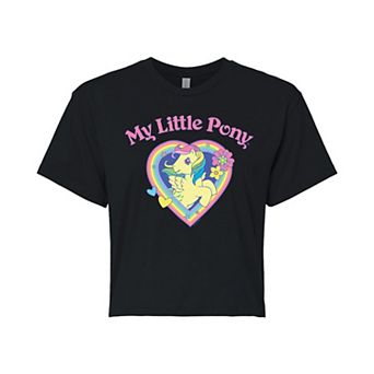 Juniors' My Little Pony Retro Rainbow Heart Cropped Tee