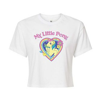 Juniors' My Little Pony Retro Rainbow Heart Cropped Tee