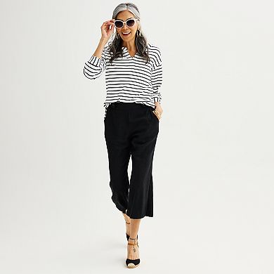 Women's Croft & Barrow® Striped Split Neck Top