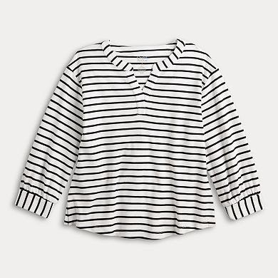 Women's Croft & Barrow® Striped Split Neck Top