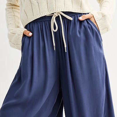 Juniors' SO® High Waisted Baggy Wide Leg Twill Pants