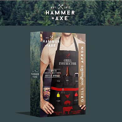 Hammer & Axe Grill Instructor Apron with Built-in Bottle Opener