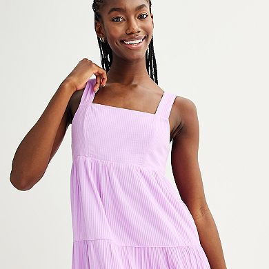 Juniors' SO® Square Neck Tiered Midi Dress