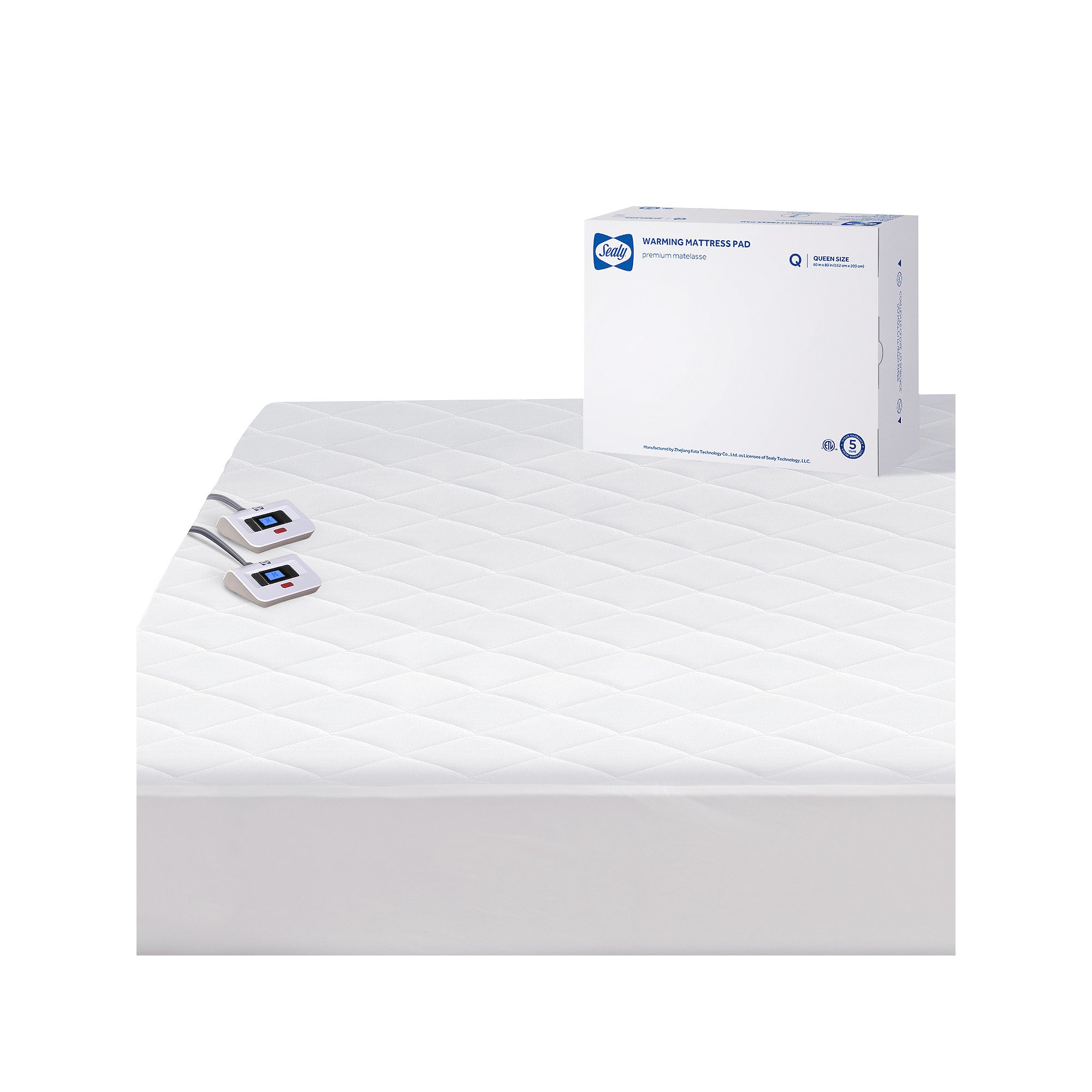 Sealy Heated Cotton Mattress Pad, White