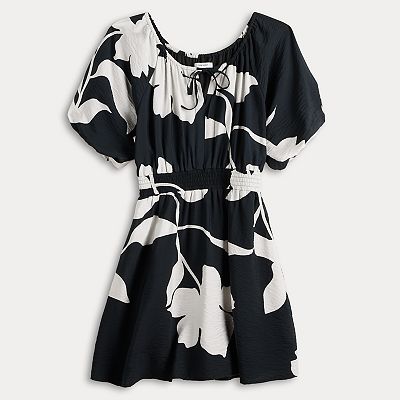 nine west dress black and white Nine West 10588854 - Short Cotton Knit A-Line Dress main image 0