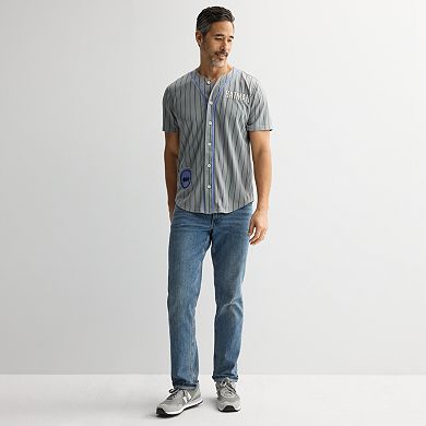 Men's Batman Pinstriped Graphic Baseball Jersey