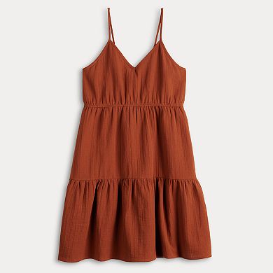 Girls Mixed Fabric Tiered Cami Dress main image 1