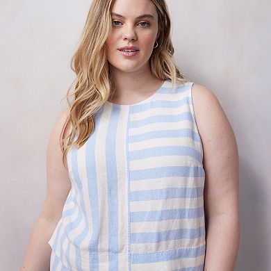 Plus Size LC Lauren Conrad Striped Linen Blend Tank Top