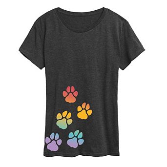 Women's Rainbow Paw Prints Graphic Tee