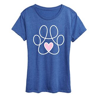 Women's Paw Print Heart Graphic Tee