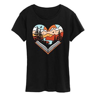 Women's Open Book Heart Graphic Tee
