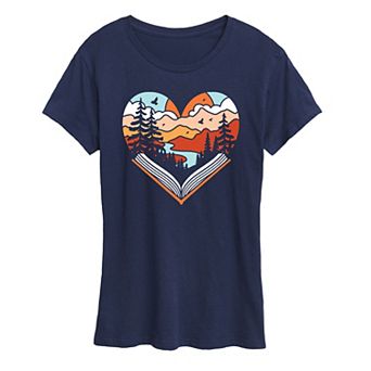 Women's Open Book Heart Graphic Tee