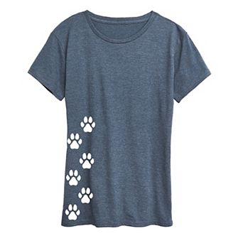 Women's Vertical Pawprints Graphic Tee