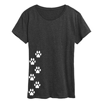 Women's Vertical Pawprints Graphic Tee