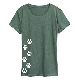 Women's Vertical Pawprints Graphic Tee