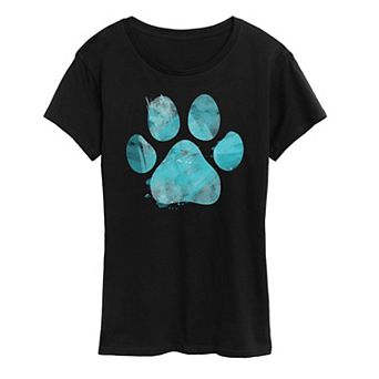 Women's Watercolor Pawprint Graphic Tee
