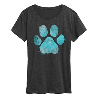 Women's Watercolor Pawprint Graphic Tee