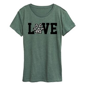 Women's Love Pawprint Snow Leopard Graphic Tee