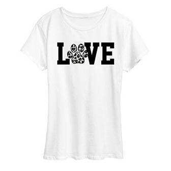 Women's Love Pawprint Snow Leopard Graphic Tee