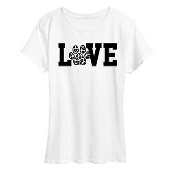 Women's Love Pawprint Snow Leopard Graphic Tee