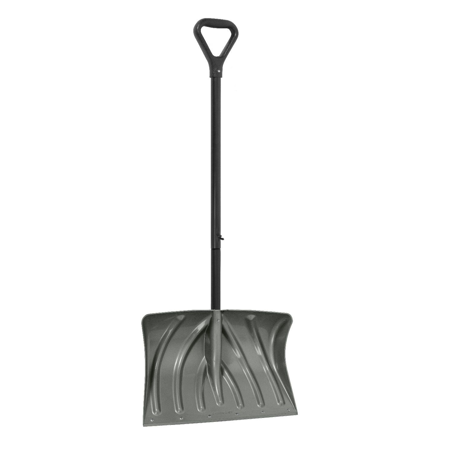 Suncast 18" Ergonomic Snow Pusher Shovel - Wide Steel-Reinforced Blade, D-Grip Handle, Navy Color