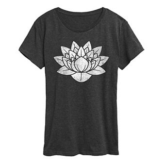 Women's Lotus Flower Distressed Graphic Tee