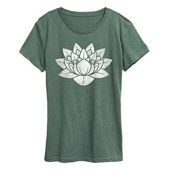 Women's Lotus Flower Distressed Graphic Tee