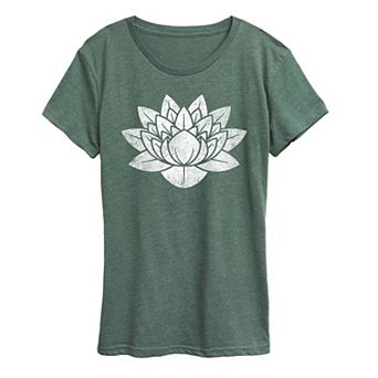Women's Lotus Flower Distressed Graphic Tee