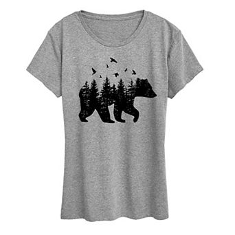 Women's Forest Bear Silhouette Graphic Tee