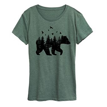 Women's Forest Bear Silhouette Graphic Tee
