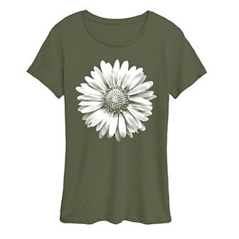 Women's White Daisy Graphic Tee