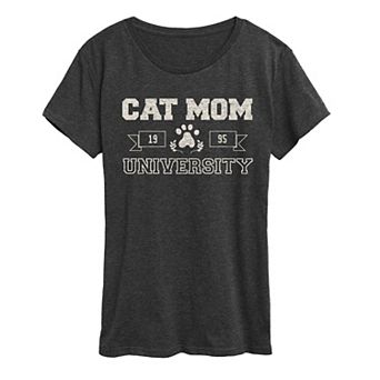 Women's Cat Mom University Graphic Tee