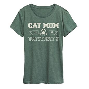 Women's Cat Mom University Graphic Tee