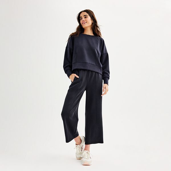 Women's FLX Solace Cropped Pullover Sweatshirt - Mineral Black (MEDIUM)