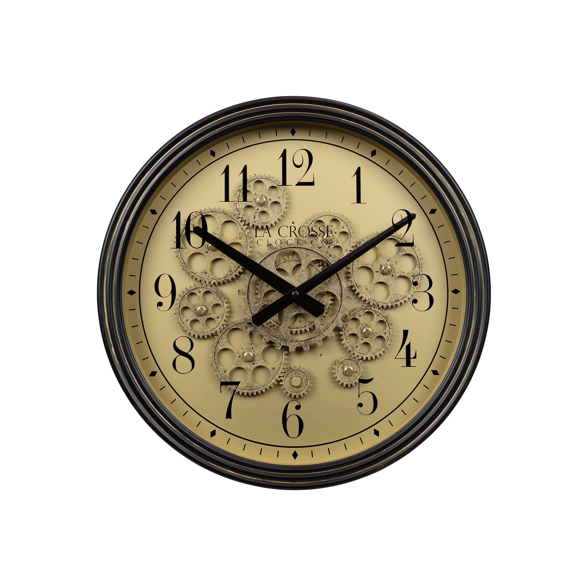La Crosse Technology 15-in. Quartz Analog Wall Clock with Moving Gears, Bro