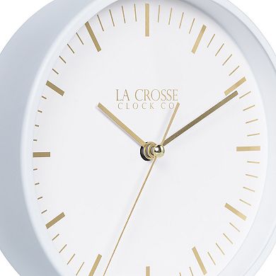 La Crosse Technology White Etta Metal Silent Quartz Clock