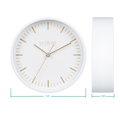 La Crosse Technology White Etta Metal Silent Quartz Clock