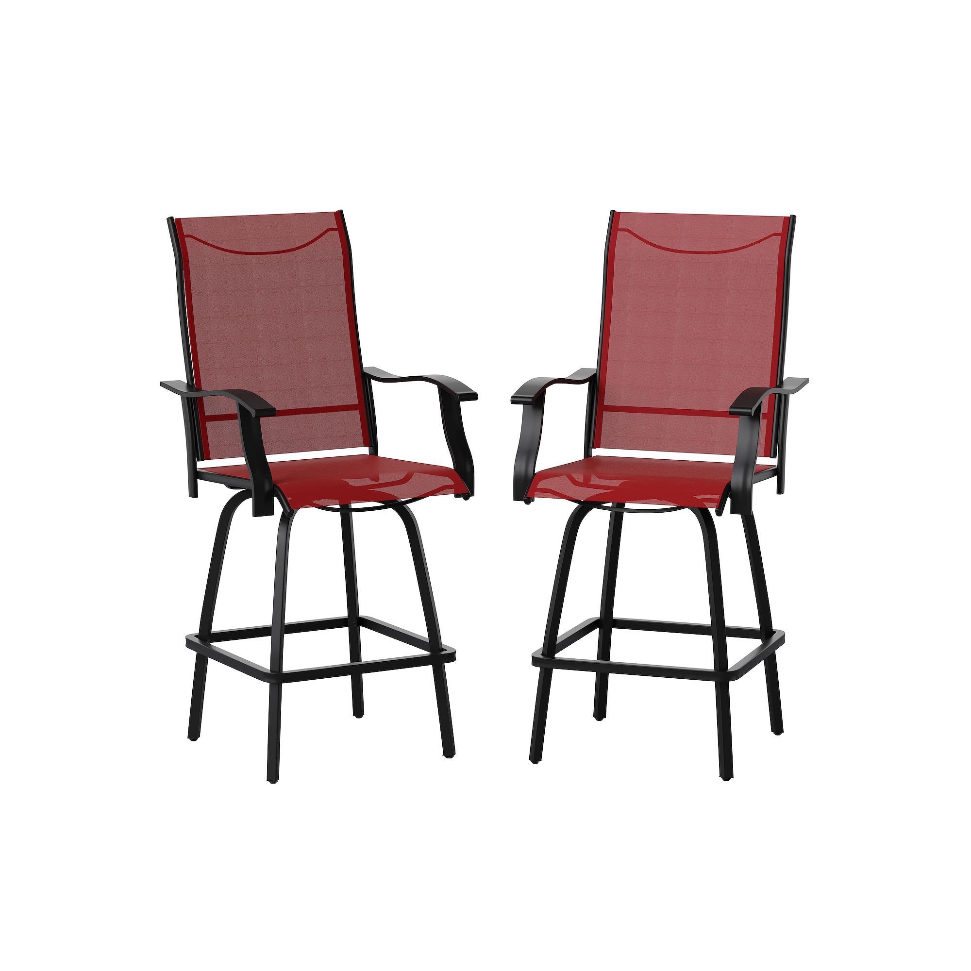 Flash Furniture Valerie Patio Swivel Outdoor Bar Chair 2-piece Set, Red